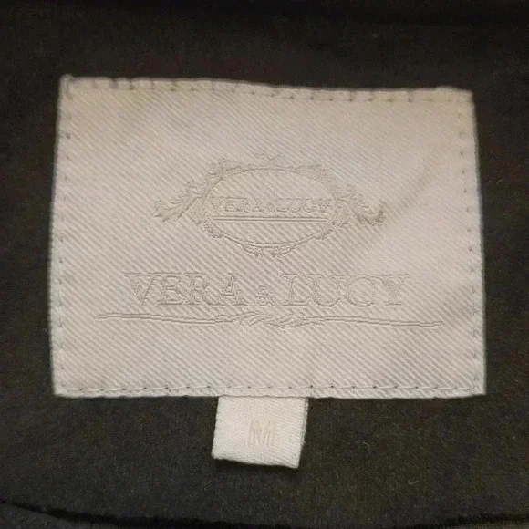 Vera & Lucy Tassel Faux Suede Black Moto Wing Collar Jacket Coat  Size M - Picture 6 of 13